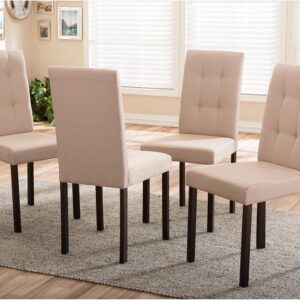 Baxton Studio Andrew Modern and Contemporary 5-Piece Grey Fabric Upholstered Grid-Tufting Dining Set - Image 6