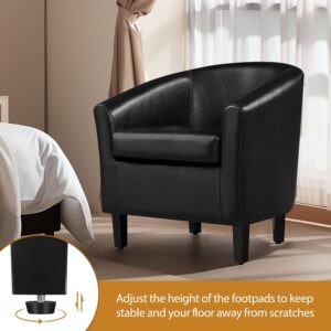 Yaheetech Barrel Chairs Set of 2, Faux Leather Club Armchairs, PU Leather Accent Chairs with Soft Padded Seat for Living Room Bedroom Waiting Reading Room, Black - Image 3