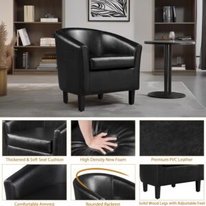 Yaheetech Barrel Chairs Set of 2, Faux Leather Club Armchairs, PU Leather Accent Chairs with Soft Padded Seat for Living Room Bedroom Waiting Reading Room, Black - Image 5