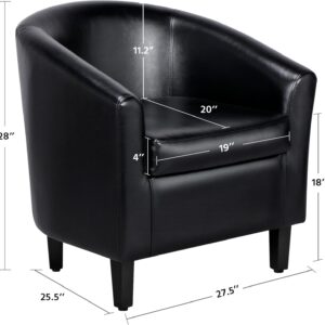 Yaheetech Barrel Chairs Set of 2, Faux Leather Club Armchairs, PU Leather Accent Chairs with Soft Padded Seat for Living Room Bedroom Waiting Reading Room, Black - Image 7