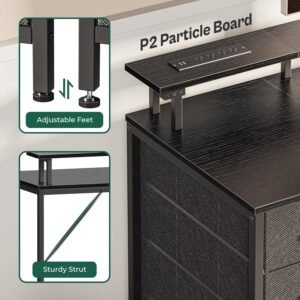 Huuger 47 Inch Computer Desk with Power Outlets and LED Lights, Gaming Desk with 4 Drawers, Office Desk with Monitor Stand, Study Work Home Office, Small Spaces, Black - Image 4