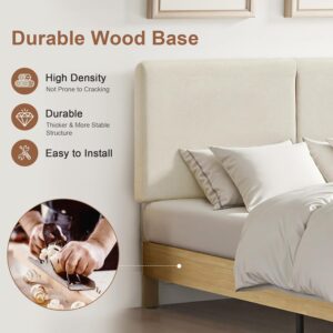 Queen Size Bed Frame Upholstered Platform Beds with Height-Adjustable Cotton and Linen Headboard, Heavy Duty Wood Slats, 6" Under-Bed Space, Noise-Free, No Box Spring Needed, Easy Assembly - Image 5