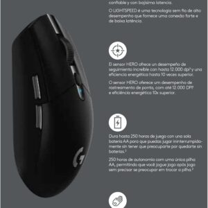 Logitech G305 Lightspeed Wireless Gaming Mouse, Hero Sensor, 12,000 Dpi, Lightweight, 6 ProgRAMmable Buttons, 250H Battery Life, On-Board Memory, Compatible With Pc / Mac - Black - Image 6