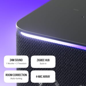 Yango Yasmina Midi Smart Speaker 24W with Room Correction & Zigbee Hub - Ambient Light Ring, Azan Prayer Times & Khaleeji Arabic & English, Quran Stories, Black - Image 5