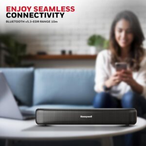 Honeywell New Launch Moxie V3000 Soundbar with 30W Wireless Stereo Sound, Deep Bass, BT v5.3+EDR, 12hrs Playtime, Dual 57mm drivers, Input mode - AUX, USB, HDMI/ARC - Image 3