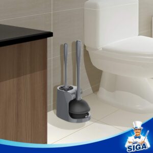 MR.SIGA Toilet Plunger and Bowl Brush Combo for Bathroom Cleaning, Gray, 2 Sets - Image 2