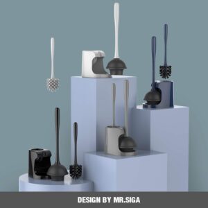 MR.SIGA Toilet Plunger and Bowl Brush Combo for Bathroom Cleaning, Gray, 2 Sets - Image 7