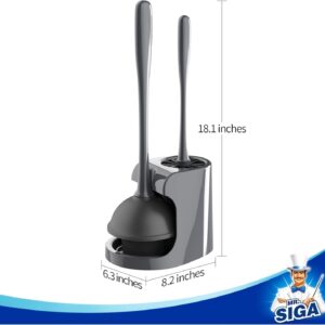 MR.SIGA Toilet Plunger and Bowl Brush Combo for Bathroom Cleaning, Gray, 2 Sets - Image 8