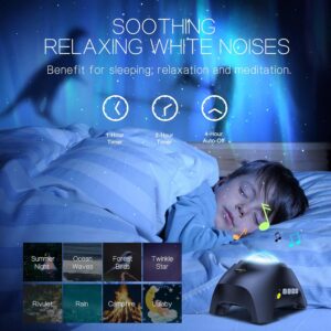 Northern Galaxy Light Aurora Projector with 33 Light Effects, LED Star Projector for Bedroom Nebula Lamp, Remote Control, White Noises, Bluetooth Speaker for Parties - Image 4