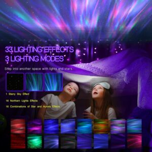 Northern Galaxy Light Aurora Projector with 33 Light Effects, LED Star Projector for Bedroom Nebula Lamp, Remote Control, White Noises, Bluetooth Speaker for Parties - Image 6