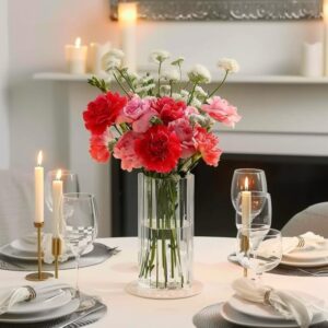 ComSaf Glass Cylinder Vases, Bud Vase for Centerpieces, 8 Inch Tall Ribbed Vase Hurricane Floating Candle Holder, Decorative Flower Vases for Wedding Reception, Home Decor, Housewarming Gift (Clear) - Image 5