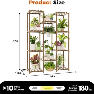 Bamworld Plant Stand with Grow Light Plant Shelf for Mutiple Pots Large Plant Holder for Living Room Patio Boho Home Decor for Gardening Warm Light - Image 3