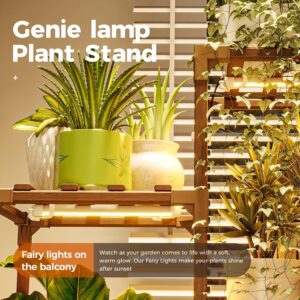 Bamworld Plant Stand with Grow Light Plant Shelf for Mutiple Pots Large Plant Holder for Living Room Patio Boho Home Decor for Gardening Warm Light - Image 5