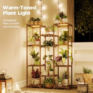 Bamworld Plant Stand with Grow Light Plant Shelf for Mutiple Pots Large Plant Holder for Living Room Patio Boho Home Decor for Gardening Warm Light - Image 6