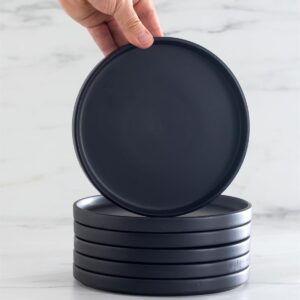 16 Piece Black Dinnerware Set for 4 | Matte Black Plates and Bowls Sets, Modern Stoneware Black Dishes Set | Scratch Resistant, Dishwasher & Microwave Safe | Matte Black Finish Ultra-Chic & Modern - Image 3