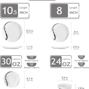 VEWEET Porcelain Dinnerware Sets for 6, 24 Pieces Plates and Bowls Set with Black and Grey Ribbon Lines, Dishes Set Dining Ware for Dinner, Microwave and Dishwasher Safe, Series FIONA - Image 7