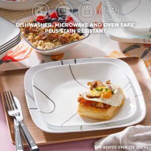 Corelle 18-Piece Service for 6 Dinnerware Set Triple Layer Glass and Chip Resistant, Lightweight Square Plates and Bowls Set, Simple Lines - Image 5