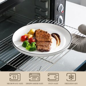 MALACASA Plates and Bowls Sets, 24 Pieces Modern Porcelain Dinnerware Set for 6 Ceramic Dishware Dishes White Kitchen Dinner Dining Ware Set wtih Black Rim Microwave and Dishwasher Safe, Series LUNA - Image 7
