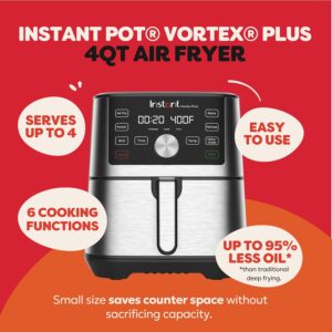 Instant Pot 4QT Vortex Plus 6-in-1 Mini Air Fryer, Custom Program Options, Crisps, Broils, Roasts, Dehydrates, Bakes, Reheats, 100+ In-App Recipes, Stainless Steel,4 Quarts - Image 4