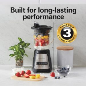 Hamilton Beach Power Elite Wave Action Blender For Smoothies, 40 Oz Glass Jar, 12 Functions Including Puree, Crush Ice, 700 Watts - Black (58148A) - Image 2