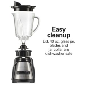 Hamilton Beach Power Elite Wave Action Blender For Smoothies, 40 Oz Glass Jar, 12 Functions Including Puree, Crush Ice, 700 Watts - Black (58148A) - Image 4