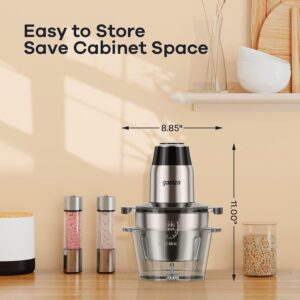 GANIZA Food Processors, Electric Food Chopper with Meat Grinder & Vegetable Chopper - 2 Bowls (8 Cup+8 Cup) with Powerful 450W Copper Motor - Includes 2 Sets of Bi-Level Blades for Fruits/Meat/Nuts - Image 7