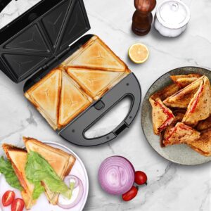 Aigostar Sandwich Maker Panini Press Grill, 3 in 1 Waffle Maker with Removable Non-stick Plates, Electric Grilled Cheese Maker, Portable Cool Touch Handle, Led Indicator Lights & Easy to Clean, 750W - Image 5