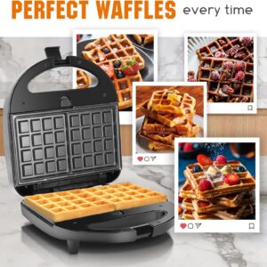 Aigostar Sandwich Maker Panini Press Grill, 3 in 1 Waffle Maker with Removable Non-stick Plates, Electric Grilled Cheese Maker, Portable Cool Touch Handle, Led Indicator Lights & Easy to Clean, 750W - Image 6