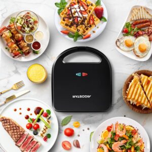Aigostar Sandwich Maker Panini Press Grill, 3 in 1 Waffle Maker with Removable Non-stick Plates, Electric Grilled Cheese Maker, Portable Cool Touch Handle, Led Indicator Lights & Easy to Clean, 750W - Image 9