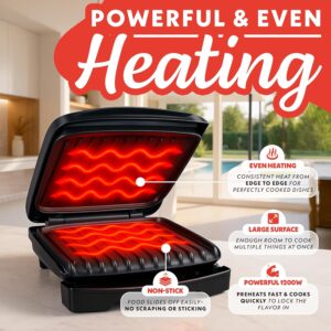 Gourmia Indoor Grill & Panini Maker – 4 Serving Contact or Open Grill, Nonstick Ceramic, Preheat Indicator Light, Slope Design with Removable Dishwasher Safe Drip Tray - Image 4