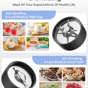 Ganiza Smoothie Blender, 900W Blenders for Shakes and Smoothies, 15-Piece Personal Blender and Grinder Combo for Kitchen, Smoothies Maker with 4 BPA-Free Portable Cup, Nutritious Recipe - Image 7