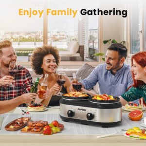 Sunvivi Dual Slow Cooker, Buffet Server and Food Warmer, Small Mini Pot with 3 Adjustable Temp & 2 Visible Glass Lids, for Parties, Holidays and Entertaining, Stainless Steel, 2 * 1.25 Quarts - Image 3