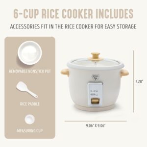 GreenLife Rice Cooker with Removable PFAS-Free Ceramic Nonstick Pot, 3-Cups Uncooked/6-Cups Cooked, Grains & Oatmeal Multicooker, Compact One-Switch Design, Auto Keep Warm, Easy Clean, Cream - Image 10