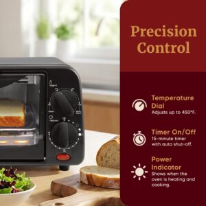 Elite Gourmet ETO236 Personal Compact 2 Slice Countertop Toaster Oven with 15 Minute Timer & Adjustable Temperature, Bake, Broil, & Toast, Black - Image 4