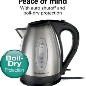 Hamilton Beach Electric Tea Kettle, Water Boiler & Heater, 1.7 Liter, Cordless Serving, 1500 Watts for Fast Boiling, Auto-Shutoff and Boil-Dry Protection, Stainless Steel (40880) - Image 5