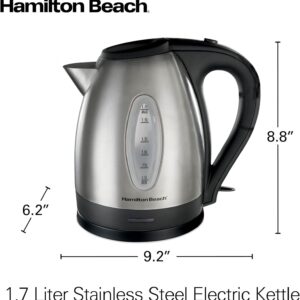 Hamilton Beach Electric Tea Kettle, Water Boiler & Heater, 1.7 Liter, Cordless Serving, 1500 Watts for Fast Boiling, Auto-Shutoff and Boil-Dry Protection, Stainless Steel (40880) - Image 3