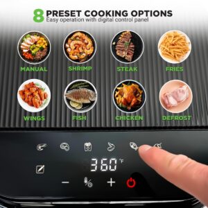 Nutrichef 5.8 Quart Air Fryer | 8-1 Preset Cook Modes | Transparent Fry Bowl for Best Cooking Results | Cook Shrimp, Steak, Fries, Wings, Chicken & More | Precise Temperature Control & Time | Grey - Image 3