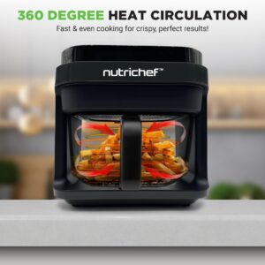Nutrichef 5.8 Quart Air Fryer | 8-1 Preset Cook Modes | Transparent Fry Bowl for Best Cooking Results | Cook Shrimp, Steak, Fries, Wings, Chicken & More | Precise Temperature Control & Time | Grey - Image 4