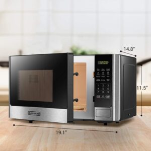 BLACK+DECKER Digital Microwave Oven with Turntable Push-Button Door, Child Safety Lock, Stainless Steel, 0.9 Cu Ft - Image 3