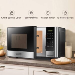 BLACK+DECKER Digital Microwave Oven with Turntable Push-Button Door, Child Safety Lock, Stainless Steel, 0.9 Cu Ft - Image 5