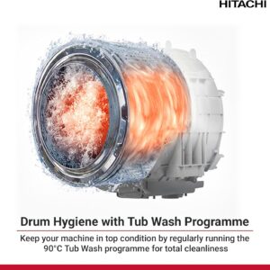 HITACHI 8KG Front Load Washing Machine, 1200 RPM, 10-Year Warranty on Inverter Motor, 16 Programs, Fully Automatic Washer, Intelligent Sensor System, LED Multifunctional Display 8 kg BD-802HVOW White 8 kg BD-802HVOW White - Image 2