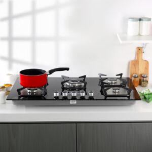 KRYPTON 2-In-1 Built-In Gas Hob - 5 Burners, Tempered Glass Top, Stove With Sabaf Burner, Low Consumption And Improved Flow For Efficient Heating/ Pulse Ignition System, Perfect For Residential Use, Apartment, 2 Years Warranty KNGC6434 Black - Image 6
