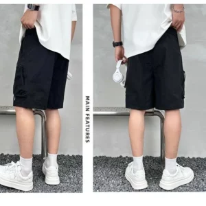 Men's Summer Pocket Zipper Cargo Shorts Trendy Brand Versatile Loose Quick-drying Sports Loose Casual Five-point Beach Pants - Image 3