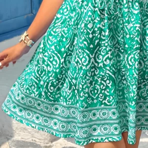 Elegant Ethnic Print Ruched Craft Plus Size Dress, Fashionable Graceful Style, Women's Casual Wear, Perfect for All Occasions - Image 4