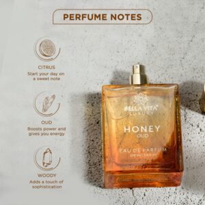 Bellavita Luxury Honey Oud Eau de Parfum | 100 ml (3.4 fl.oz.) | Perfume for Men and Women | Sweet Honey, Bergamot, Oud, and Amber Notes | Women's Day Special - Image 4