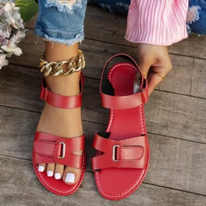 2026 Women Summer Flat Sandals Fashion Metal Buckle Strap Zapatos De Muje Brand Open Toe Casual Beach Roman Shoes for Ladies - Image 7