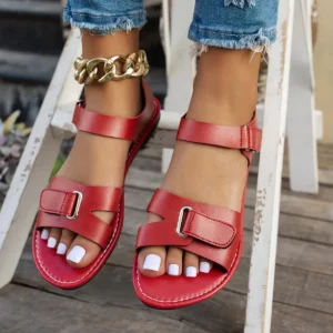 2026 Women Summer Flat Sandals Fashion Metal Buckle Strap Zapatos De Muje Brand Open Toe Casual Beach Roman Shoes for Ladies - Image 4