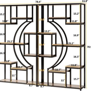 HolliWill 70.8" Tall Bookshelf Set of 2, 79" Wide Geometric Display Shelf with 18 Open Storage Shelves, Etagere Bookcase for Living Room, Office, Bedroom - Anti-Tip & Adjustable Feet - Image 2