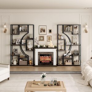 HolliWill 70.8" Tall Bookshelf Set of 2, 79" Wide Geometric Display Shelf with 18 Open Storage Shelves, Etagere Bookcase for Living Room, Office, Bedroom - Anti-Tip & Adjustable Feet - Image 3