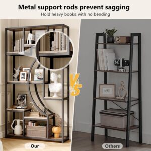 HolliWill 70.8" Tall Bookshelf Set of 2, 79" Wide Geometric Display Shelf with 18 Open Storage Shelves, Etagere Bookcase for Living Room, Office, Bedroom - Anti-Tip & Adjustable Feet - Image 5